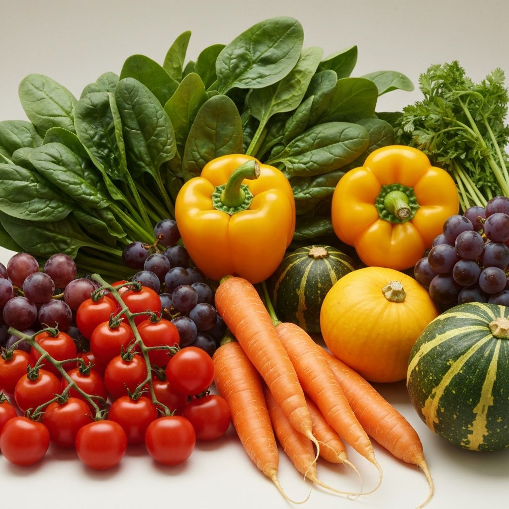 Colorful array of vegetables and fruits